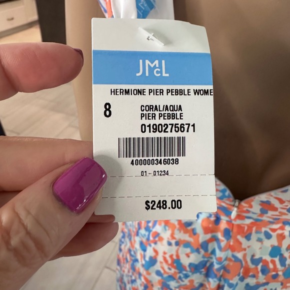 J McLaughlin Hermione Pier Pebble Wome Jumpsuit Coral Aqua Print Size 8 - Picture 9 of 10